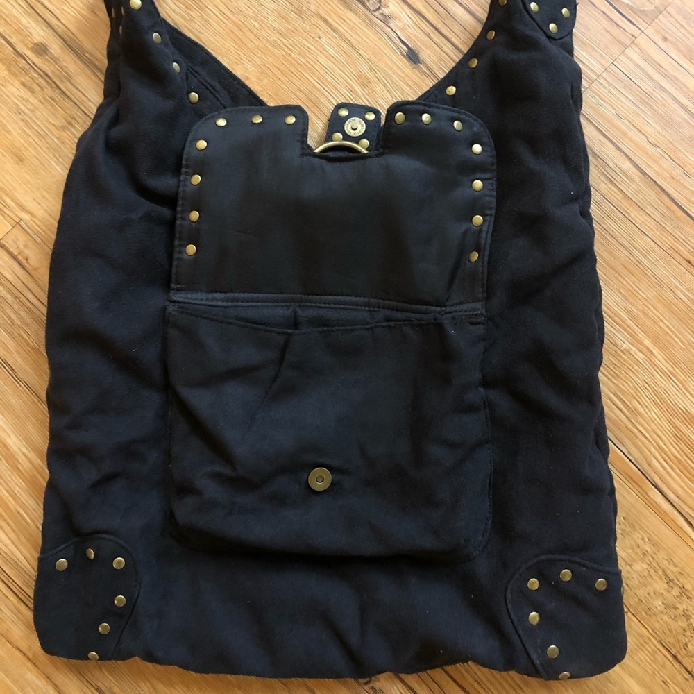 Faux Suede Gold Studded Tote Purse - Picture 3 of 7